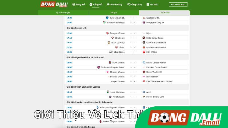 Giới Thiệu Về Lịch Thi Đấu Bóng Rổ